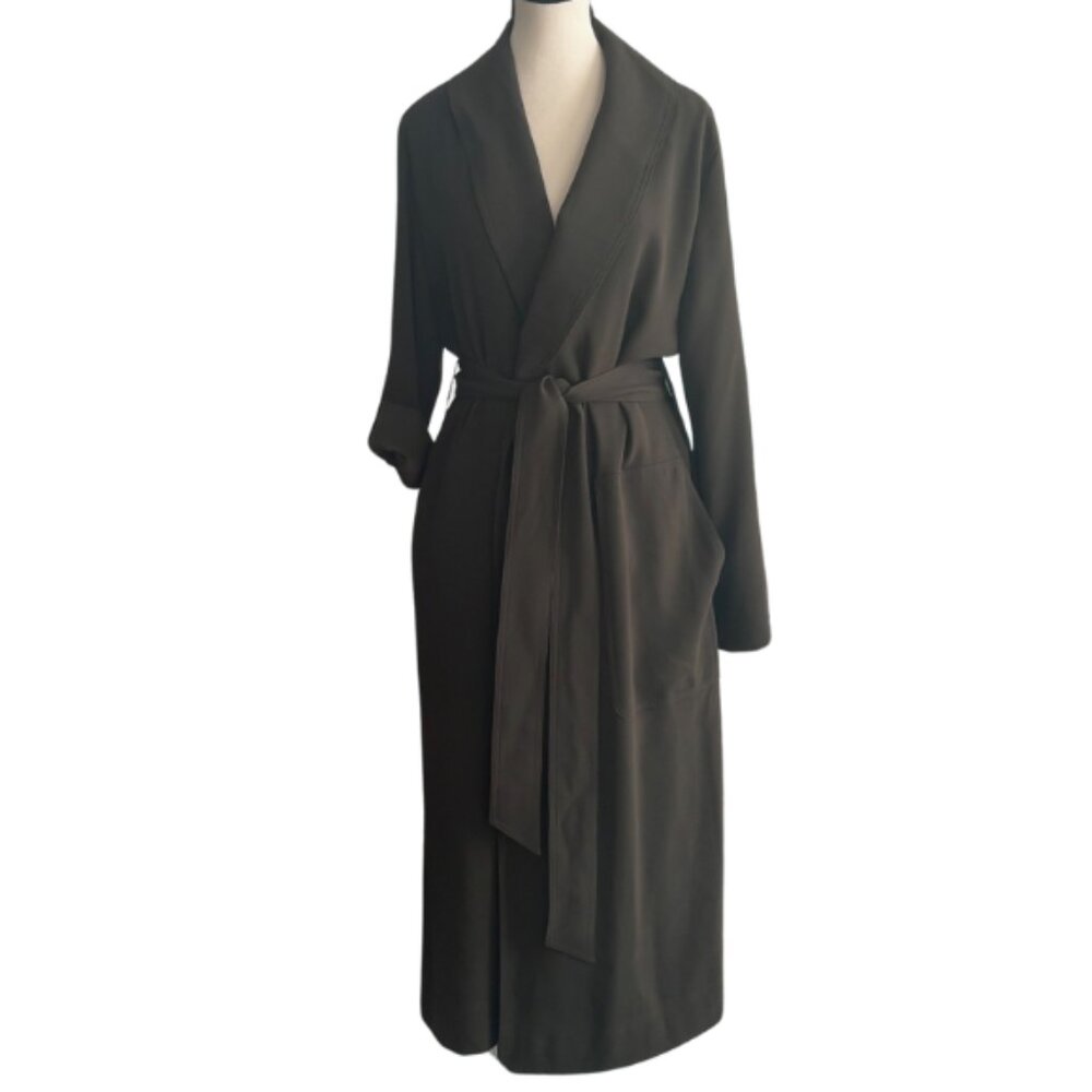 BELLE VERE DARK KHAKI GREEN  COLOR LONG TRENCH COAT, SZ. M, NWT